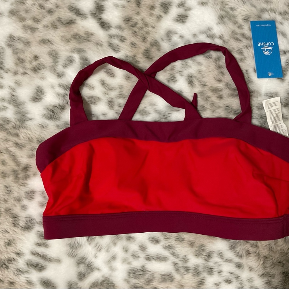 Cupshe Red and Burgundy Bikini Top